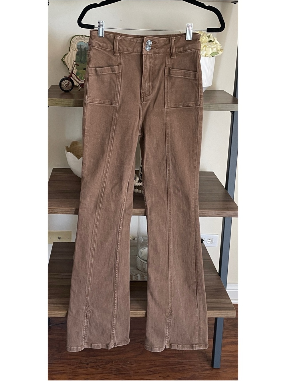 Motel Women's Brown Jeans Slit Hem Size